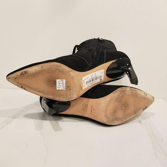 AD & Daughters Black Suede Lace Up Zip Ankle Boots Pointed Toe Heels Womens - Picture 11 of 11